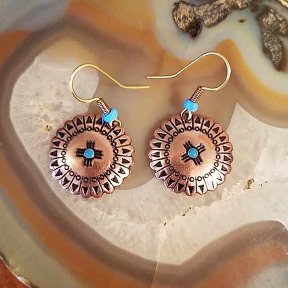 Vintage Jewelry - Southwest Copper dangle earrings, GUC